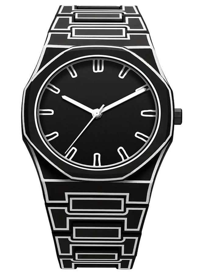 FANMIS Men's Anime-Inspired Fashion Sketch Wristwatch Minimalist Creative Wormhole Design Watch Stylish and Durable Timepiece for Men's Sports Watch (B Black) - Image 1